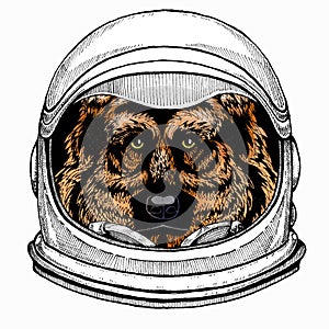 Shepherd Dog vector portrait. Dog head, face. Astronaut animal. Vector portrait. Cosmos and Spaceman. Space illustration