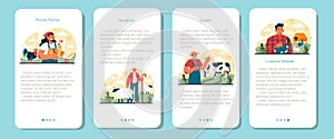 Shepherd with a domestic animals web banner or landing page set.