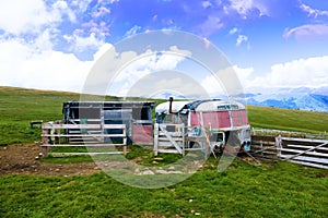 Shepherd\'s hut in the form of an old bus body