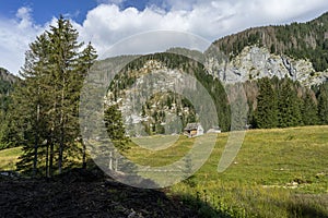 Shepherd`s huts at Bohinj pasture plateaus.