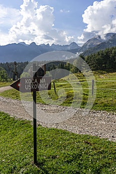 Shepherd`s huts at Bohinj pasture plateaus.