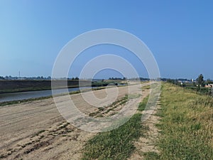 shepherd Scenery of Weihe River embankment and dam in rural rural areas of Shaanxi