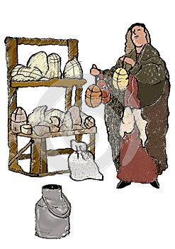 Shepherd seller of cheese and milk