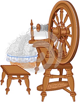 Shepherd Spinning Wheel and Chair