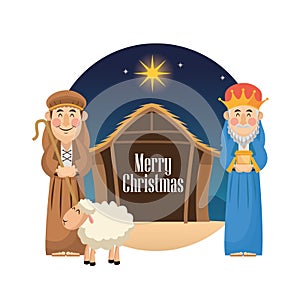 Shepherd and wise man cartoon design