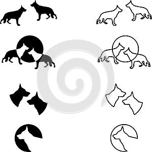 Shepherds collection, dogs and animals icons, dogs collection