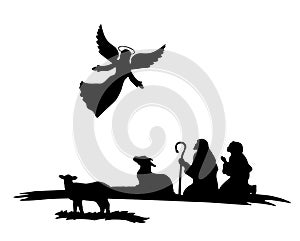 Shepherds silhouette , angels