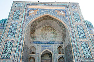 Sher-Dor Madrasa at Registan in Samarkand, Uzbekistan. It is part of the World Heritage Site.