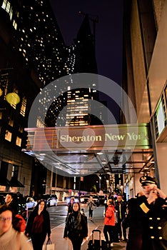 Sheraton hotel downtown manhattan in NYC at night