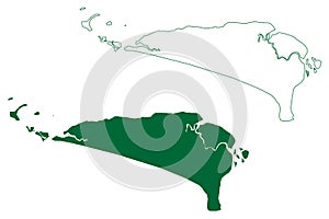 Sherbro and Turtle Islands Republic of Sierra Leone, Salone, Atlantic Ocean map vector illustration, scribble sketch Bonthe