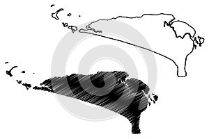 Sherbro and Turtle Islands Republic of Sierra Leone, Salone, Atlantic Ocean map vector illustration, scribble sketch Bonthe photo