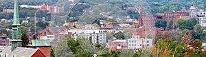 Sherbrooke panorama Eastern Townships in Quebec french country culture panoramic view in Estrie small city in the forest horizon