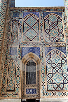 Sherdor Madrasah on Registan Square in Samarkand in Uzbekistan. Mosaic. fragmentMosaic. fragment29.04.2019