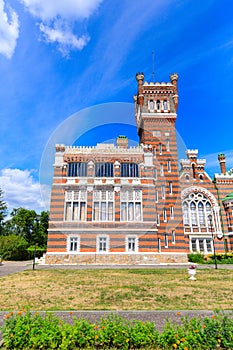 Sheremetev castle palace and park ensemble in the village of Yurino on the bank of the Volga, combination of different