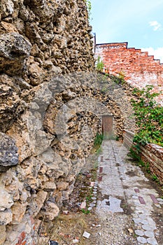 Sheremetev castle palace and park ensemble in the village of Yurino on the bank of the Volga, combination of different