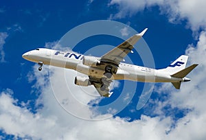 Modern jet passenger plane on a bright sunny day