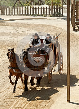 Sheriff and his Deputy on a stagecoach