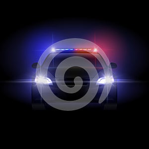 Sheriff police car at night with flashing light vector illustration