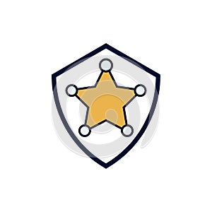 Sheriff s Badge vector icon for sheriffs star, western, police, deputy, authority concept flat style on white background photo