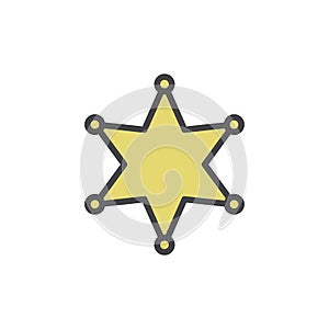Sheriff s Badge vector icon for sheriffs star, western, police, deputy, authority concept flat style on white background