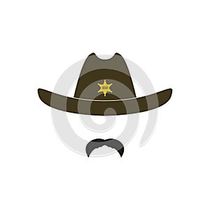 Sheriff`s head. Cowboy icon. photo