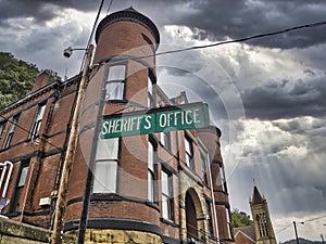 Sheriff\'s Office sign in front of the Meigs county Sheriff\'s office Pomeroy Oh photo