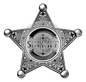 Sheriff Star Badge Etched Style