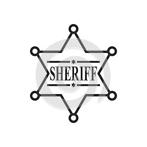 Sheriff Star Badge Outline Flat Icon on White photo