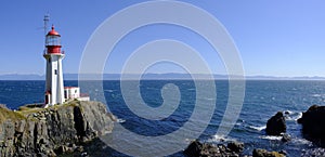 Sheringham Point Lighthouse is located on Vancouver Island, British Columbia.