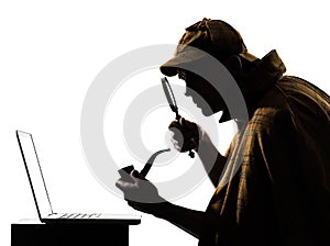 Sherlock holmes laptop computer silhouette