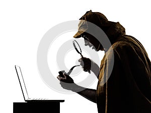 Sherlock holmes laptop computer silhouette