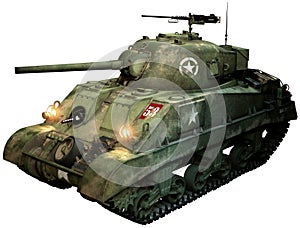 Sherman tank 3D illustration photo