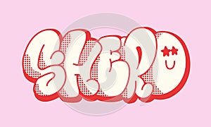 Shero graffiti with a star eyes emoji vector art. Red and pink