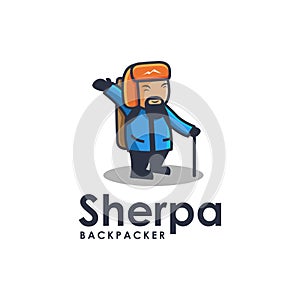 Sherpa backpacker logo mascot vector