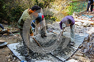Men working on path