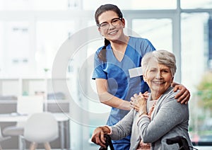 Shes the best nurse I could have ever hoped for. Cropped portrait of a young female nurse and her senior patient in the