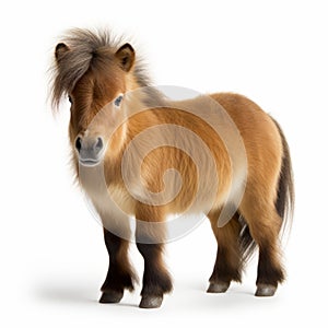 Shetland Pony On White Background - Bjarke Ingels Style