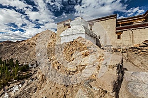 Shey palace and whitewashed chorten. Ladakh, India