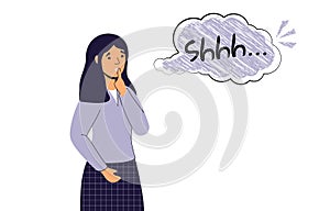 Shhh word Comic peech bubble cloud Sign for psssst shhh sleeping photo