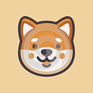 Shiba Inu dog face flat vector icon. Siba-inu puppy vector flat illustration