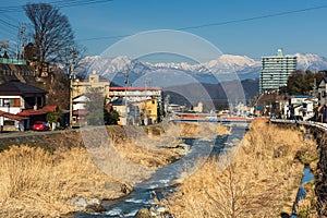 Shibu onsen and central alps mount, Yamanouchi, Japan