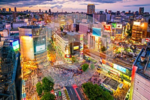 Shibuya Crossing from top view in Tokyo photo