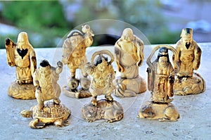 Shichi Fukujin lucky gods in miniatures