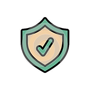 Shield antivirus protected icon. Simple color with outline vector elements of hacks icons for ui and ux, website or mobile