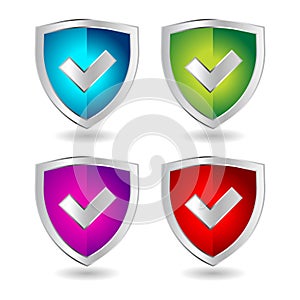 Shield badge icons set for healthcare