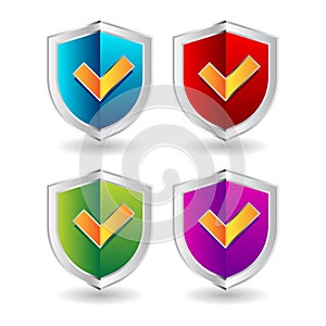 Shield badge icons set for healthcare