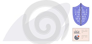 Digital Shield with Binary Code Protecting Data Analytics Chart