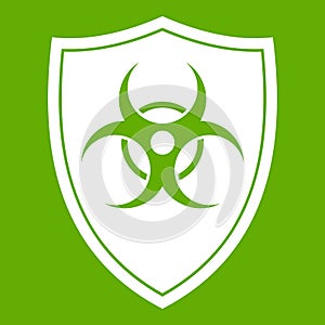 Shield with a biohazard sign icon green