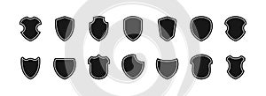 Shield black vector icon set. Shield icons set. Protect shield vector