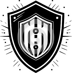 Shield - black and white vector illustration